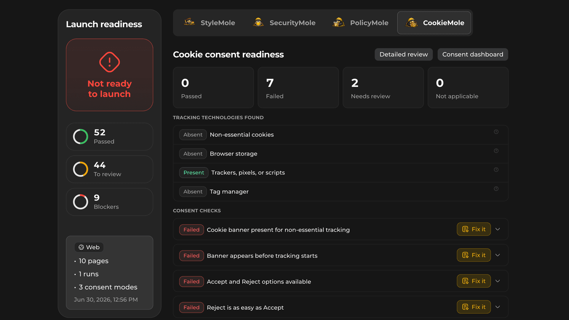Scan checklist with a flagged issue