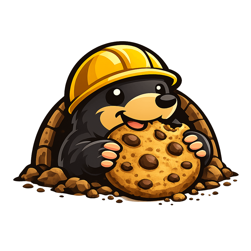 CookieMole, PolicyMole, and SecurityMole mascots